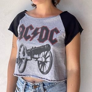 Vintage AC/DC Crop Top Baseball Band Tee